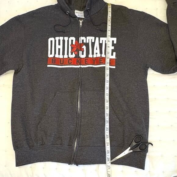 Ohio State Buckeyes Zip Up Hoodie Men's M Gray Red White Champion Sweatshirt - Picture 7 of 10